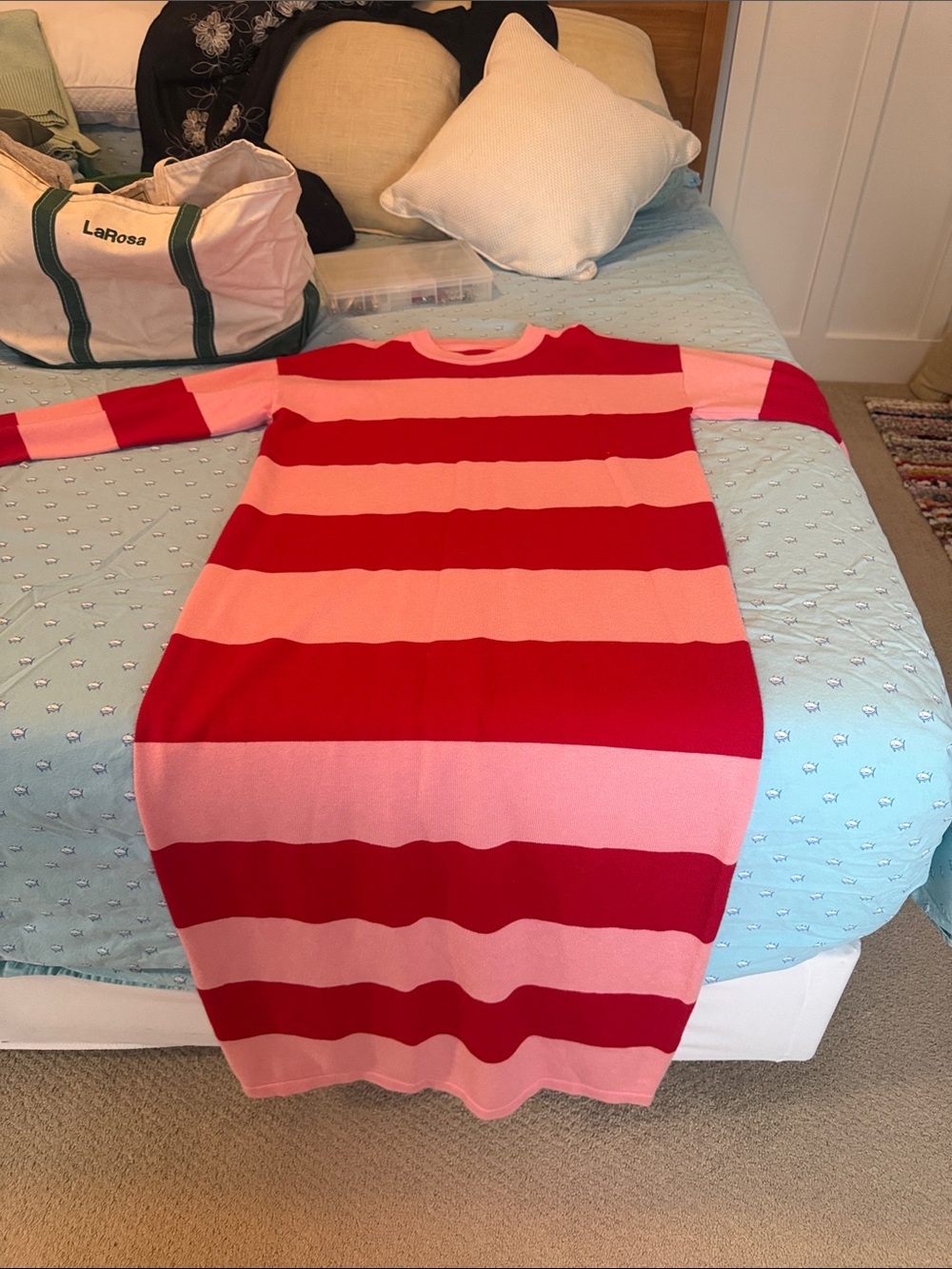 One of a KIND Striped Pink and Red Knit Sweater Dress